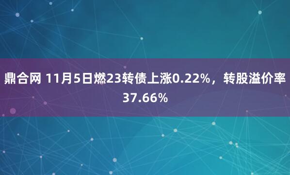 鼎合网 11月5日燃23转债上涨0.22%,转股溢价率37.66%